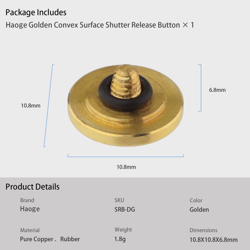 Haoge Metal Shutter Release Button for Fujifilm XE1 X-E2 X-E2S X-E3 XE5 X-T4 X-T3 X-T30 X-T20 X-Pro3 X-Pro2 X100V X100T X100S X100F Camera Accessories Convex Surface Golden - Image 5
